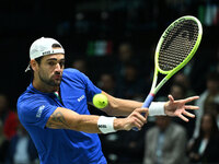 Matteo Berrettini (ITA) competes during the 2024 Davis Cup Finals Group Stage Bologna match between Italy and Belgium at Unipol Arena in Bol...