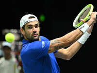 Matteo Berrettini (ITA) competes during the 2024 Davis Cup Finals Group Stage Bologna match between Italy and Belgium at Unipol Arena in Bol...