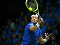 Matteo Berrettini (ITA) competes during the 2024 Davis Cup Finals Group Stage Bologna match between Italy and Belgium at Unipol Arena in Bol...