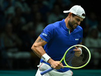 Matteo Berrettini (ITA) competes during the 2024 Davis Cup Finals Group Stage Bologna match between Italy and Belgium at Unipol Arena in Bol...