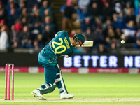 Aaron Hardie of Australia hits it to the boundary for 4 during the Second Vitality T20 International match between England and Australia in...