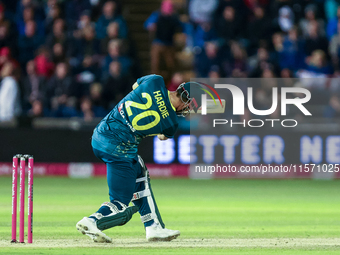 During the Second Vitality T20 International match between England and Australia in Cardiff, Wales, on September 13, 2024. (