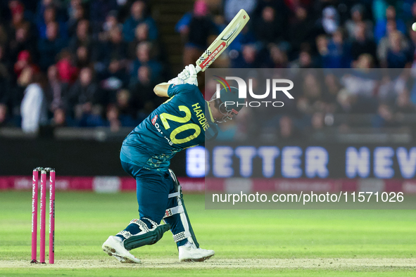 During the Second Vitality T20 International match between England and Australia in Cardiff, Wales, on September 13, 2024. 