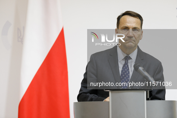 Minister of Foreign Affairs of the Republic of Poland Radoslaw Sikorski attends a joint news conference with Minister of Foreign Affairs of...