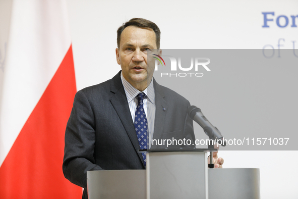 Minister of Foreign Affairs of the Republic of Poland Radoslaw Sikorski attends a joint news conference with Minister of Foreign Affairs of...