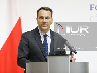 Minister of Foreign Affairs of the Republic of Poland Radoslaw Sikorski attends a joint news conference with Minister of Foreign Affairs of...