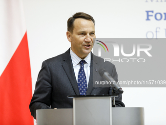 Minister of Foreign Affairs of the Republic of Poland Radoslaw Sikorski attends a joint news conference with Minister of Foreign Affairs of...