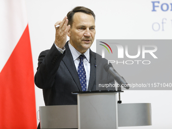 Minister of Foreign Affairs of the Republic of Poland Radoslaw Sikorski attends a joint news conference with Minister of Foreign Affairs of...