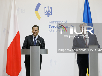 Minister of Foreign Affairs of the Republic of Poland Radoslaw Sikorski and Minister of Foreign Affairs of Ukraine Andrii Sybiha hold a join...