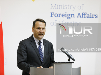 Minister of Foreign Affairs of the Republic of Poland Radoslaw Sikorski attends a joint news conference with Minister of Foreign Affairs of...