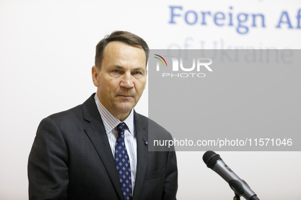 Minister of Foreign Affairs of the Republic of Poland Radoslaw Sikorski attends a joint news conference with Minister of Foreign Affairs of...