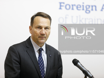 Minister of Foreign Affairs of the Republic of Poland Radoslaw Sikorski attends a joint news conference with Minister of Foreign Affairs of...