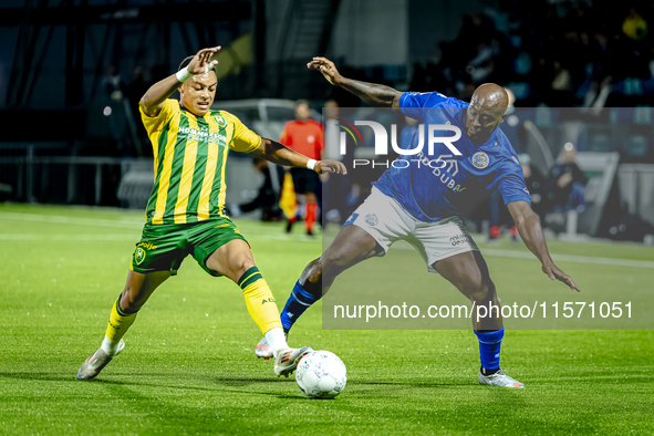 ADO Den Haag player Steven van der Sloot and FC Den Bosch player Danzell Gravenberch during the match Den Bosch vs. ADO at De Vliert for the...