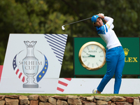 GAINESVILLE, VIRGINIA - SEPTEMBER 13: Carlota Ciganda of  Team Europe hits from the 9th tee during Day One of the Solheim Cup at Robert Tren...