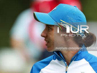 GAINESVILLE, VIRGINIA - SEPTEMBER 13: Carlota Ciganda of Team Europe walks from the 9th tee during Day One of the Solheim Cup at Robert Tren...