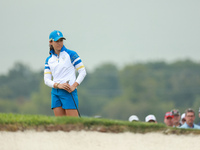 GAINESVILLE, VIRGINIA - SEPTEMBER 13: Albane Valenzuela of Team Europe folllows her putt on the 16th grenn during Foursome Matches on Day On...