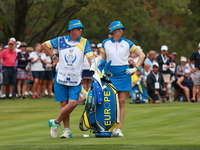 GAINESVILLE, VIRGINIA - SEPTEMBER 13: Madelene Sagstrom of of Team Europe waits on the third hole during Fourball Matches on Day One of the...