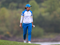 GAINESVILLE, VIRGINIA - SEPTEMBER 13: Carlota Ciganda of Team Europe walks on the 9th green during Day One of the Solheim Cup at Robert Tren...