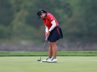 GAINESVILLE, VIRGINIA - SEPTEMBER 13: Lilia Vu of Team USA putts on the 9th green during Day One of the Solheim Cup at Robert Trent Jones Go...