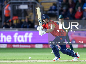 Will Jacks of England is in action with the bat during the Second Vitality T20 International match between England and Australia at Sofia Ga...