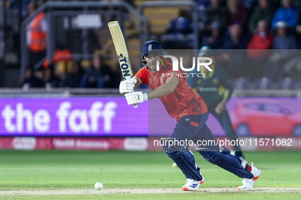 Will Jacks of England is in action with the bat during the Second Vitality T20 International match between England and Australia at Sofia Ga...