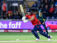 Will Jacks of England is in action with the bat during the Second Vitality T20 International match between England and Australia at Sofia Ga...