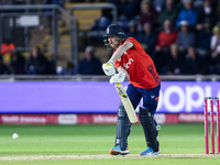 Jordan Cox of England bats during the Second Vitality T20 International match between England and Australia at Sofia Gardens in Cardiff, Wal...