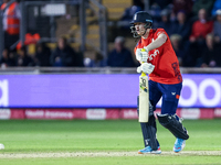 Jordan Cox of England bats during the Second Vitality T20 International match between England and Australia at Sofia Gardens in Cardiff, Wal...