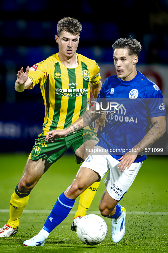 ADO Den Haag player Jari Vlak and FC Den Bosch player Thijs van Leeuwen during the match between Den Bosch and ADO at De Vliert for the Keuk...