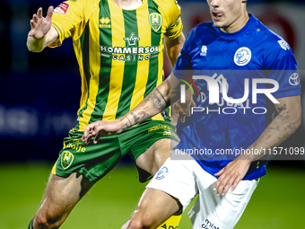 ADO Den Haag player Jari Vlak and FC Den Bosch player Thijs van Leeuwen during the match between Den Bosch and ADO at De Vliert for the Keuk...