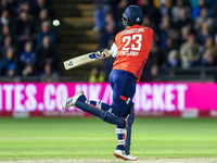 Liam Livingstone of England bats during the Second Vitality T20 International match between England and Australia in Cardiff, Wales, on Sept...