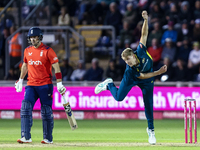 Cameron Green of Australia bowls during the Second Vitality T20 International match between England and Australia at Sofia Gardens in Cardif...