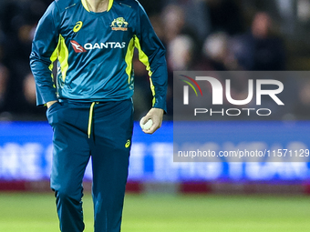 Adam Zampa of Australia prepares to bowl during the Second Vitality T20 International match between England and Australia in Cardiff, Wales,...