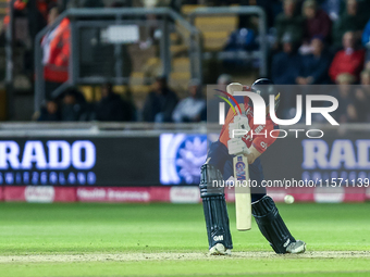 Jacob Bethell of England edges the ball to the boundary for 4 during the Second Vitality T20 International match between England and Austral...