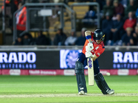 Jacob Bethell of England edges the ball to the boundary for 4 during the Second Vitality T20 International match between England and Austral...