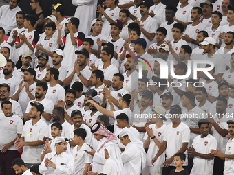 Fans of Al Rayyan SC cheer during the Ooredoo Qatar Stars League 24/25 match between Al Rayyan SC and Al Shahania SC at Ahmad Bin Ali Stadiu...