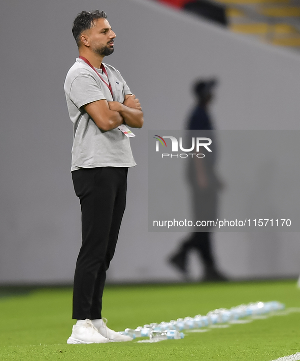 Al Rayyan SC head coach Poya Asbaghi reacts during the Ooredoo Qatar Stars League 24/25 match between Al Rayyan SC and Al Shahania SC at Ahm...