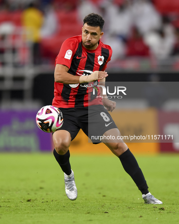 Mahmoud Ahmed Hassan of Al Rayyan SC plays in the Ooredoo Qatar Stars League 24/25 match between Al Rayyan SC and Al Shahania SC at Ahmad Bi...