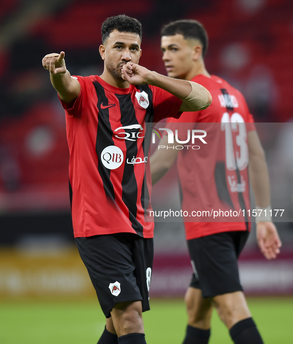 Mahmoud Ahmed Hassan of Al Rayyan SC celebrates after scoring a goal during the Ooredoo Qatar Stars League 24/25 match between Al Rayyan SC...