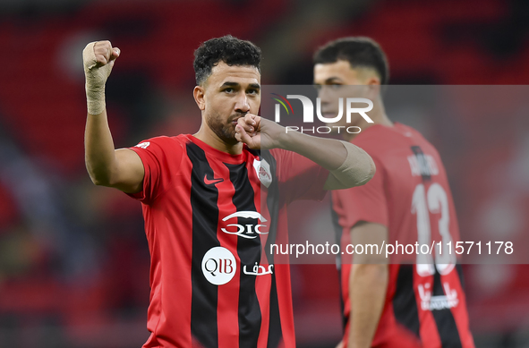 Mahmoud Ahmed Hassan of Al Rayyan SC celebrates after scoring a goal during the Ooredoo Qatar Stars League 24/25 match between Al Rayyan SC...