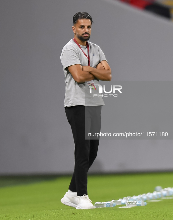 Al Rayyan SC head coach Poya Asbaghi reacts during the Ooredoo Qatar Stars League 24/25 match between Al Rayyan SC and Al Shahania SC at Ahm...