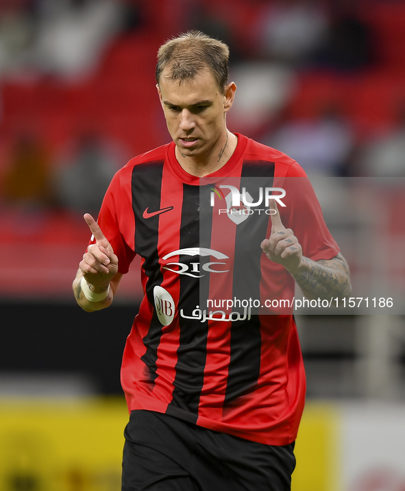 Roger Krug Guedes of Al Rayyan SC celebrates after scoring a goal during the Ooredoo Qatar Stars League 24/25 match between Al Rayyan SC and...