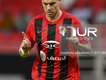 Roger Krug Guedes of Al Rayyan SC celebrates after scoring a goal during the Ooredoo Qatar Stars League 24/25 match between Al Rayyan SC and...