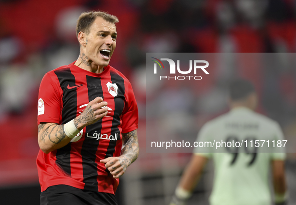 Roger Krug Guedes of Al Rayyan SC celebrates after scoring a goal during the Ooredoo Qatar Stars League 24/25 match between Al Rayyan SC and...