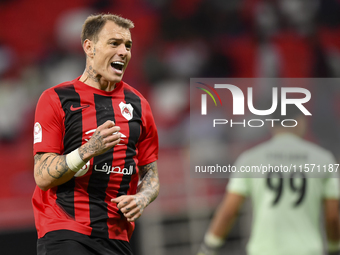 Roger Krug Guedes of Al Rayyan SC celebrates after scoring a goal during the Ooredoo Qatar Stars League 24/25 match between Al Rayyan SC and...