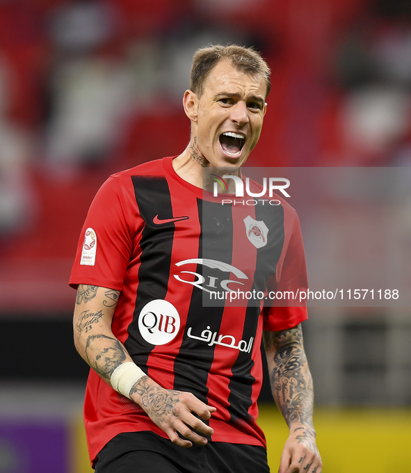 Roger Krug Guedes of Al Rayyan SC celebrates after scoring a goal during the Ooredoo Qatar Stars League 24/25 match between Al Rayyan SC and...