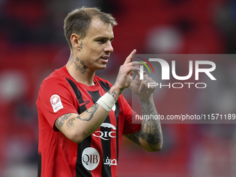 Roger Krug Guedes of Al Rayyan SC celebrates after scoring a goal during the Ooredoo Qatar Stars League 24/25 match between Al Rayyan SC and...