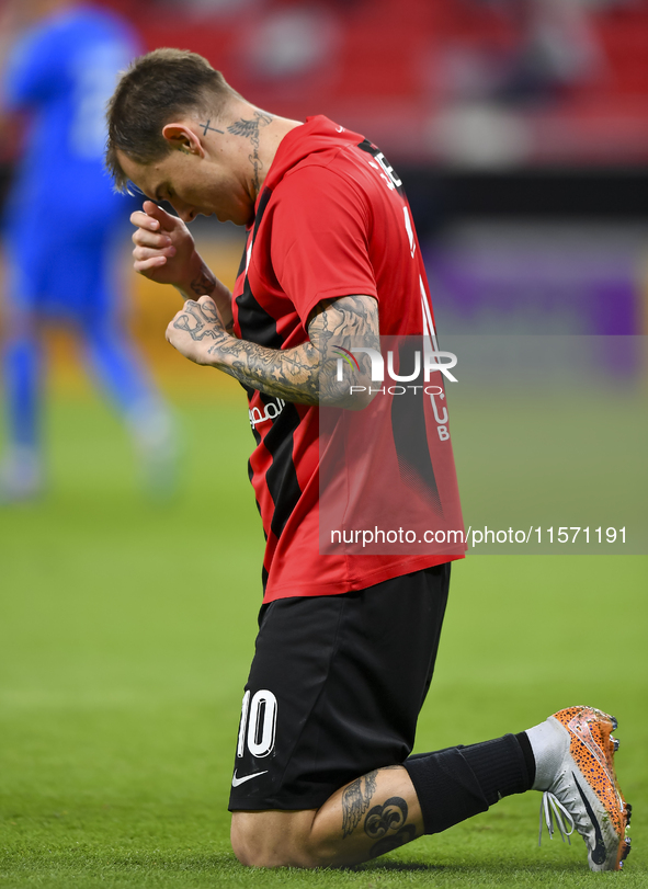 Roger Krug Guedes of Al Rayyan SC celebrates after scoring a goal during the Ooredoo Qatar Stars League 24/25 match between Al Rayyan SC and...