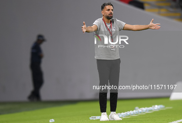 Al Rayyan SC head coach Poya Asbaghi reacts during the Ooredoo Qatar Stars League 24/25 match between Al Rayyan SC and Al Shahania SC at Ahm...