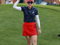 GAINESVILLE, VIRGINIA - SEPTEMBER 13: Vice Captain Paula Creamer of of Team USA cheers on the 14th green during Fourball Matches on Day One...